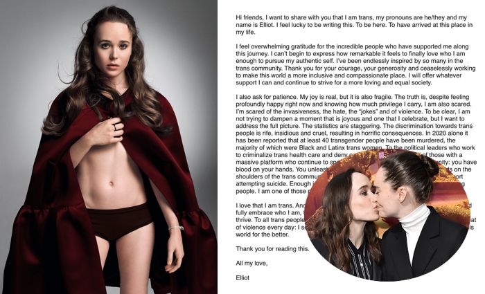 Ellen Page, yeni adıyla transeksüel olduğunu açıkladı.