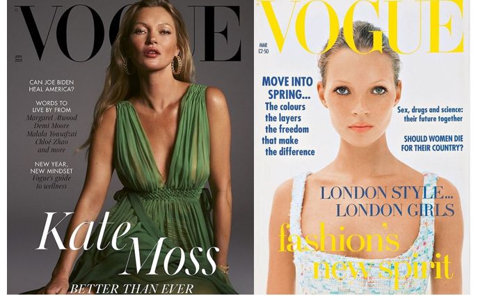 Kate Moss, 28 yıl sonra Vogue dergisine kapak oldu.