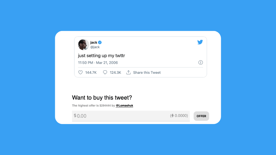 Twitter CEO'su Jack Dorsey'in ilk tweet'ini 2.5 milyon dolara Türk işadamı satın aldı.