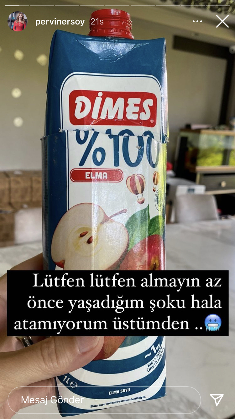 Turizm Bakanı Ersoy’un eşi Pervin Ersoy: ''Dimes meyve suyu içinden yaratık çıktı''