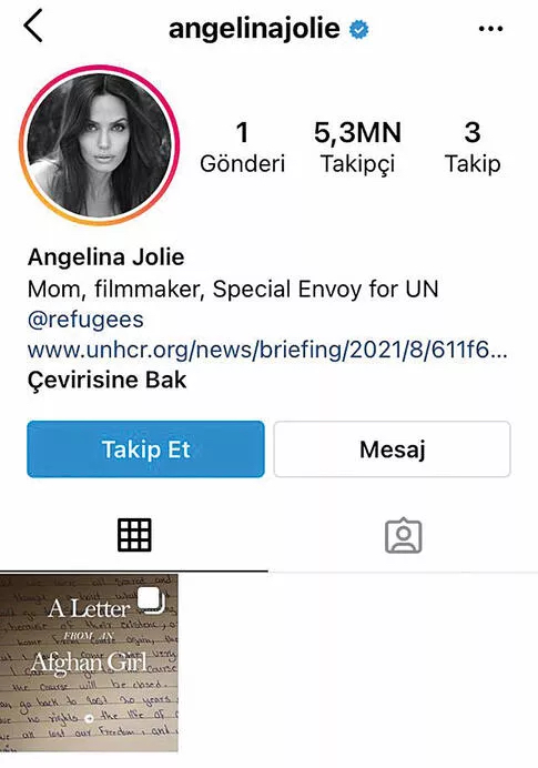 Angelina Jolie, Afganistan için Instagram’a katıldı