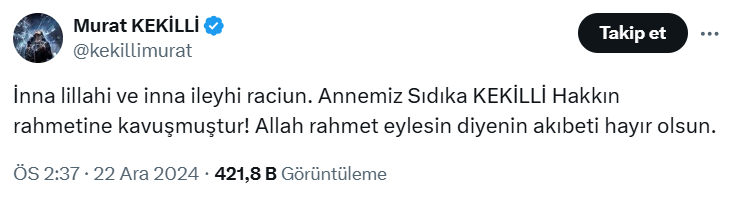 Anadolu Rock Müziğinin Sevilen İsimlerinden Murat Kekilli'nin Acı Günü