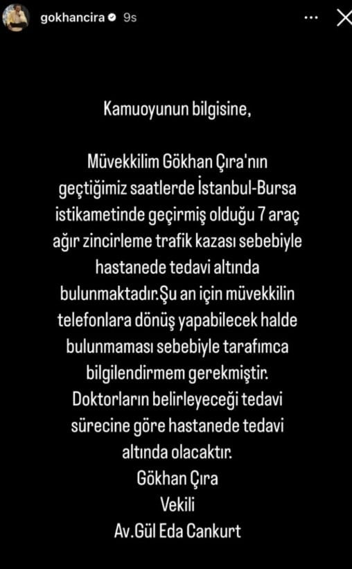Gökhan Çıra'nın İstanbul-Bursa Yolunda Geçirdiği Zincirleme Trafik Kazası