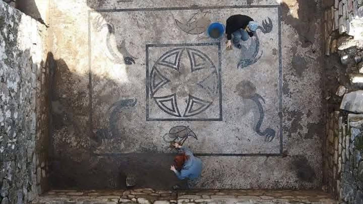 Muğla Milas'ta Antik Roma Hamamı Kazıları ve Timsah Mozaiği