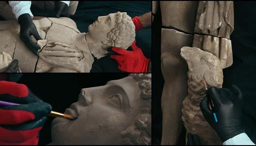 Aspendos Antik Kenti’ndeki hafriyatlarda Hermes heykeli bulundu